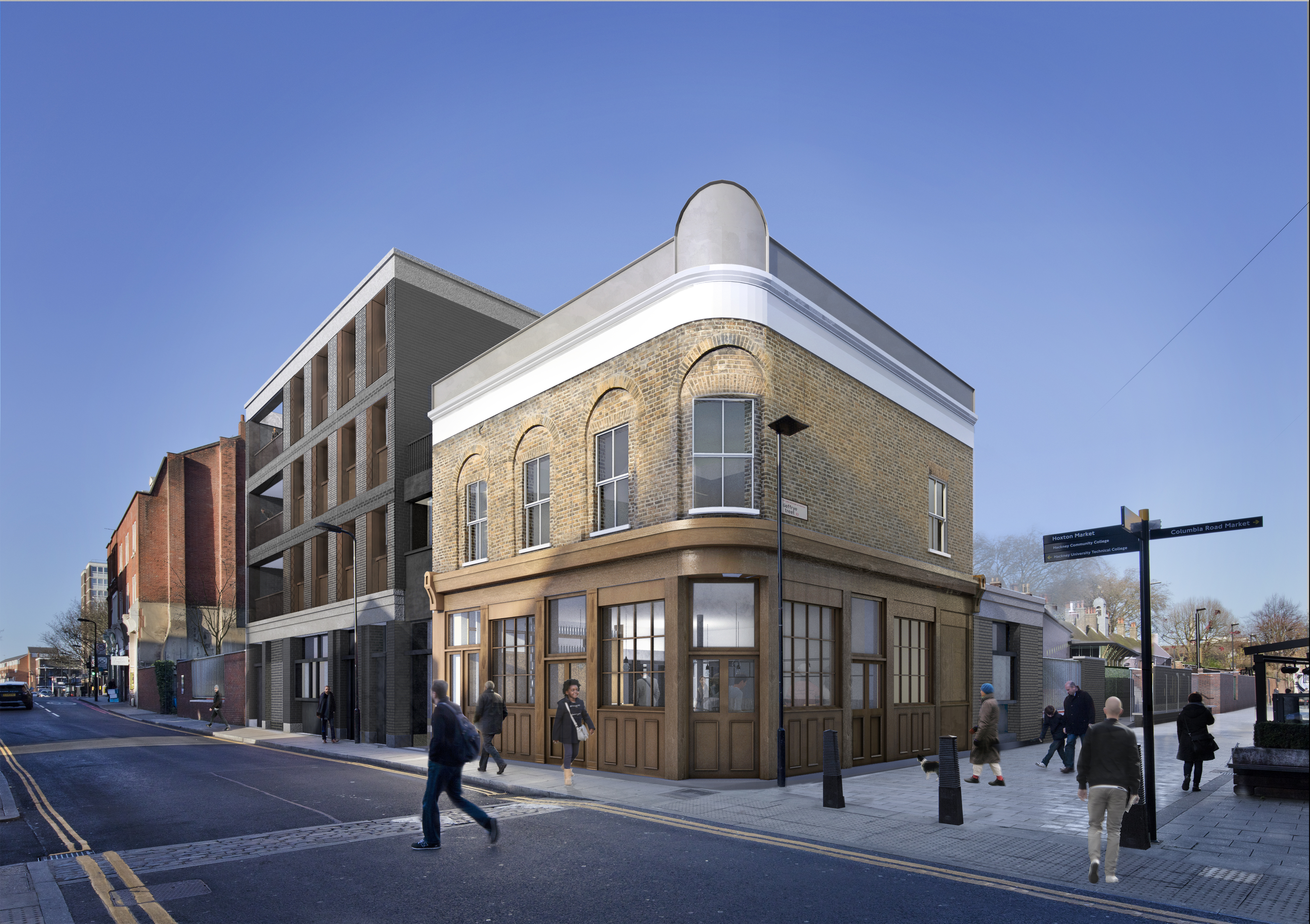 Geffrye Museum development - view of cafe in refurbished former pub on