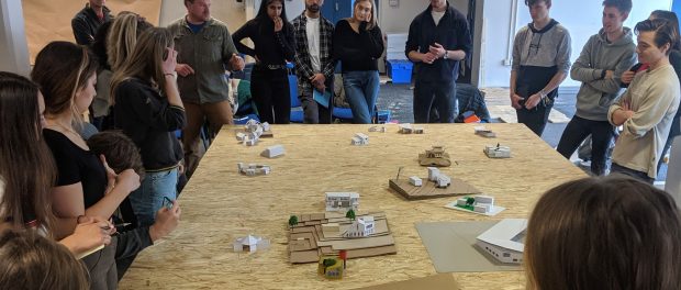 Students from the University of Nottingham present their models of the new creche (image credit Aleksandar Stojakovic)